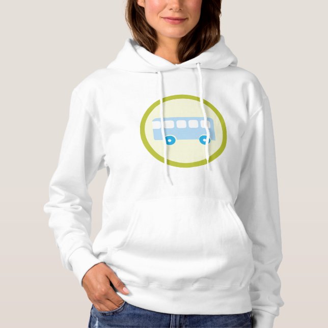 Cute Pastel Blue School Bus Icon T Shirt (Framsida)