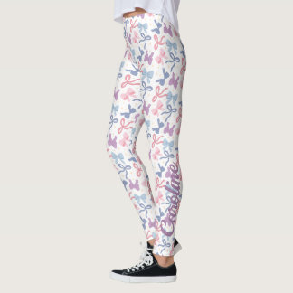 Cute Pastel Bows Mönster, Rosa Lila Blue Leggings