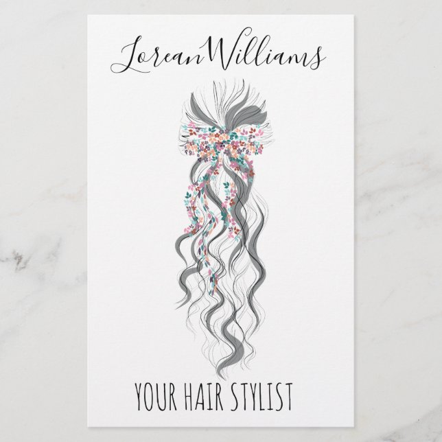 Cute Pastel Bride Vågigt Hairstyle Hair Salon Blom Flygblad (Framsidan)