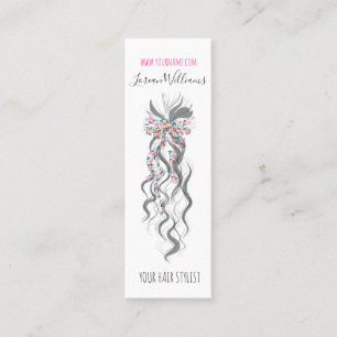 Cute Pastel Bride Vågigt Hairstyle Hair Salon Blom Mini Visitkort
