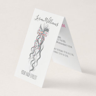 Cute Pastel Bride Vågigt Hairstyle Hair Salon Blom Visitkort