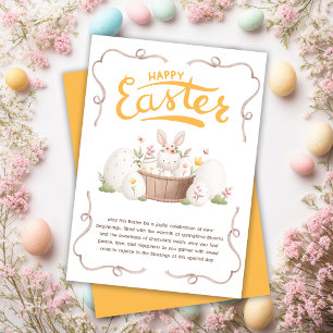 Cute Pastel Bunny Blommigt Eggs Glad påsk Julkort