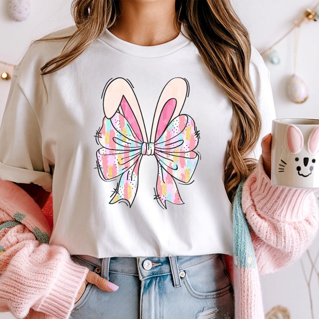 Cute Pastel Bunny Bow T Shirt (Skapare uppladdad)