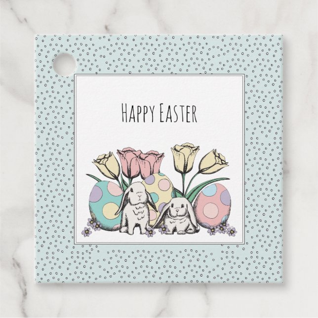 Cute Pastel Bunny Glad påsk Gåvor Etiketter (Framsida)