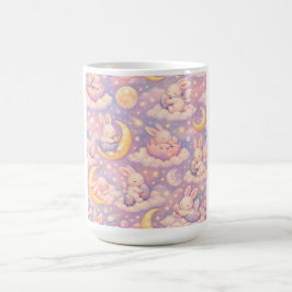 Cute Pastel Bunny Mug – Kawaii Moon & Clouds Kaffemugg