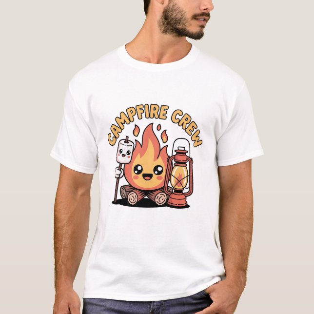 Cute Pastel Campfire Marshmallow Lantern Kawaii T Shirt (Framsida)