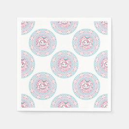 Cute Pastel Candy Kawaii Bunny Polka Dot Mandala Pappersservett
