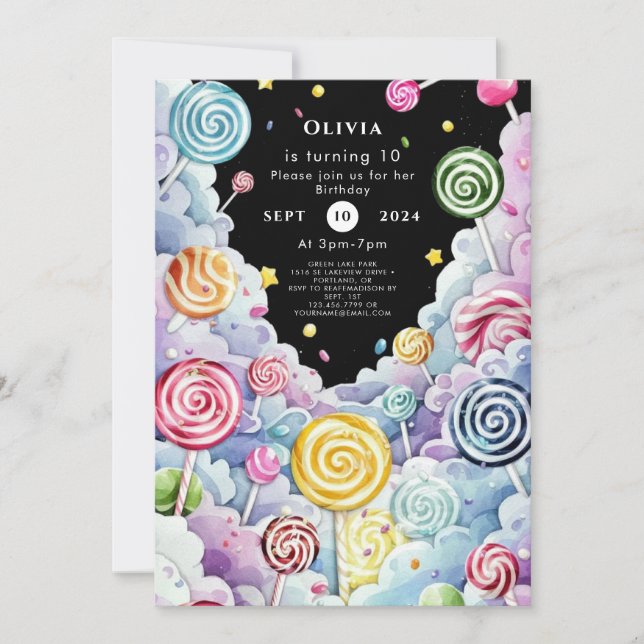Cute Pastel Candyland Birthday Inbjudningar (Framsida)