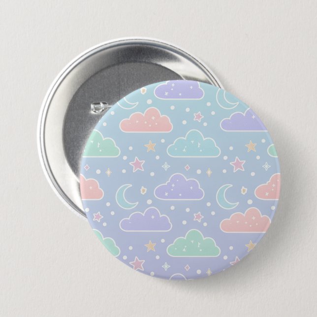 Cute Pastel Cloud Enamel Pin Knapp (Framsida & baksida)