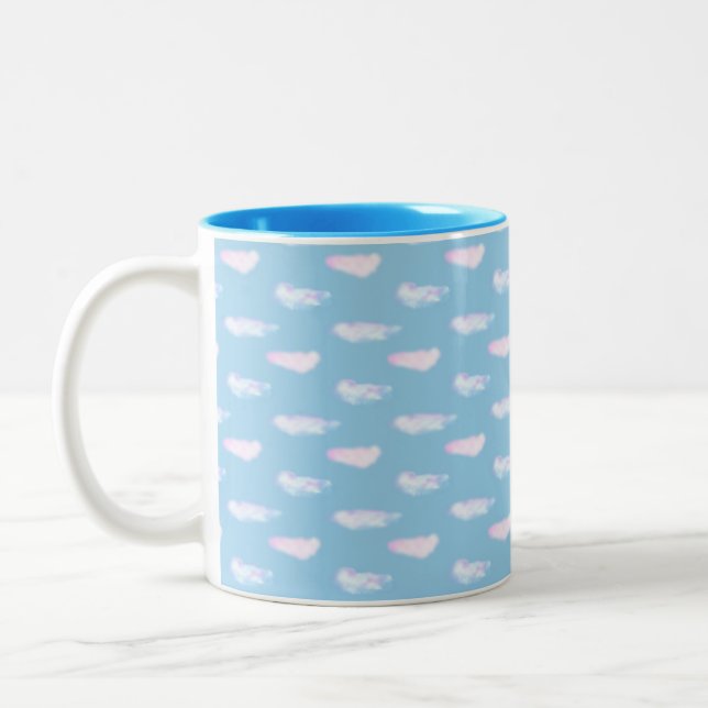 Cute Pastel Clouds Two-Tone Coffee Mugg (Vänster)