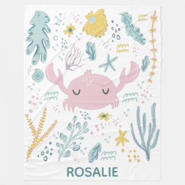 Cute Pastel Crab under vatten Scene-Personligen Fleecefilt