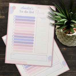Cute Pastel Daily Planner Personlig Namn Anteckningsblock