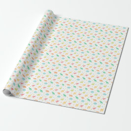 Cute Pastel Dino Birthday Gift Wrap Presentpapper