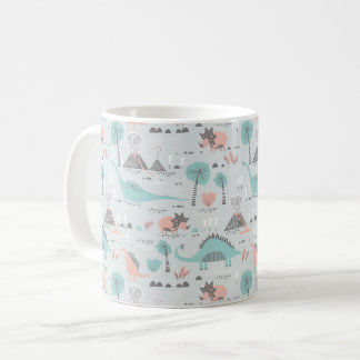 Cute Pastel Dinosaur Mönster Kaffemugg