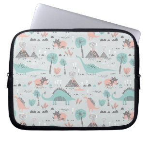 Cute Pastel Dinosaur Mönster Laptop Fodral