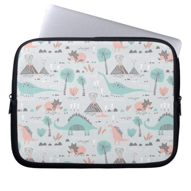 Cute Pastel Dinosaur Mönster Laptop Fodral (Framsidan)