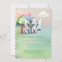 Cute Pastel Dragon Baby Shower