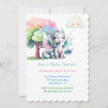 Cute Pastel Dragon Baby Shower