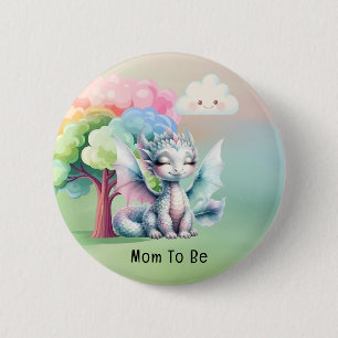 Cute Pastel Dragon Baby Shower Mamma ska vara Knapp