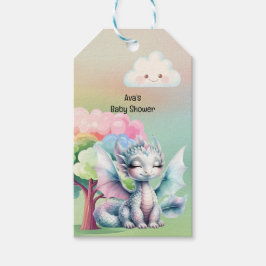 Cute Pastel Dragon Baby Shower Tack Presentetikett