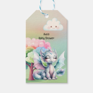 Cute Pastel Dragon Baby Shower Tack Presentetikett