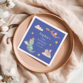 Cute Pastel Dragon Barns födelsedag Party Pappersservett