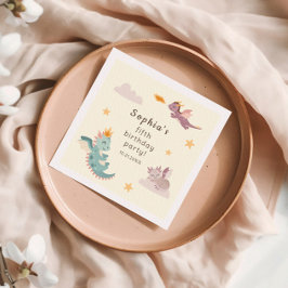 Cute Pastel Dragon Barns födelsedag Party Pappersservett