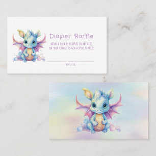 Cute Pastel Dragon Girl Diaper Raffle Visitkort