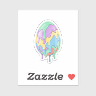 Cute Pastel Drip Art Easter Egg Modern Klistermärken