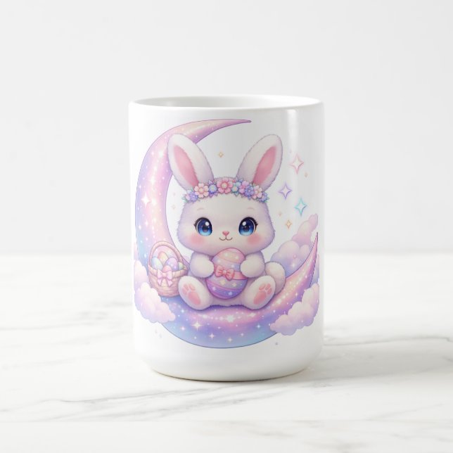 Cute Pastel Easter Bunny Mug – Moon Aesthetic Kaffemugg (Center)