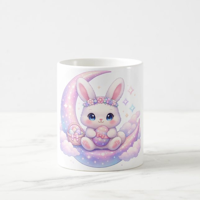Cute Pastel Easter Bunny Mug – Moon Aesthetic Kaffemugg (Center)