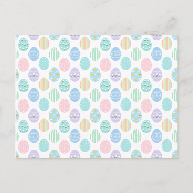Cute Pastel Easter Eggs Pattern  Inbjudan Vykort (Framsida)