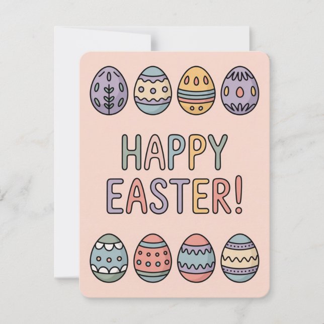 Cute Pastel Easter Eggs Spring Holiday Card Julkort (Framsida)