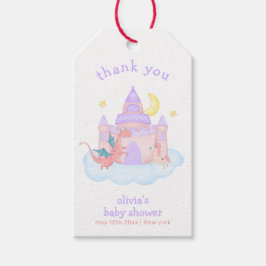 Cute Pastel Fairytale Dragon Unicorn Baby Shower Presentetikett