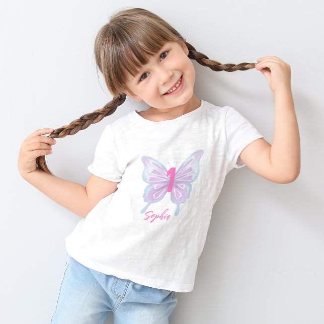 Cute Pastel Färg Butterfly Birthday T Shirt (Skapare uppladdad)