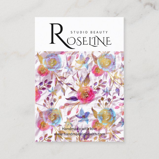 Cute pastel färg lila Blommor Visning för  Visitkort (Framsida)