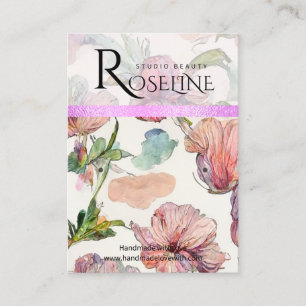 Cute pastel färg lila Blommor Visning för  Visitkort