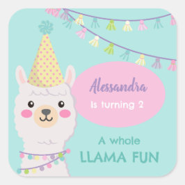 CUTE PASTEL FÄRG LLAMA BIRTHDAY FYRKANTIGT KLISTERMÄRKE