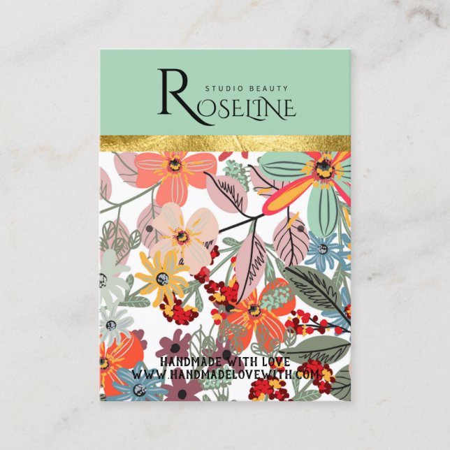 Cute pastel färg rosa Blommor Visning för  Visitkort (Framsida)