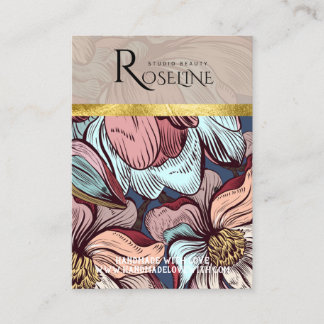 Cute pastel färg rosa Blommor Visning för Visitkort