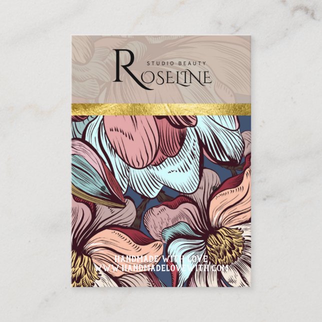 Cute pastel färg rosa Blommor Visning för  Visitkort (Framsida)