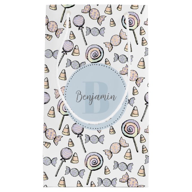 Cute Pastel Färgad Candy Theme Monogram och Namn (Framsidan)