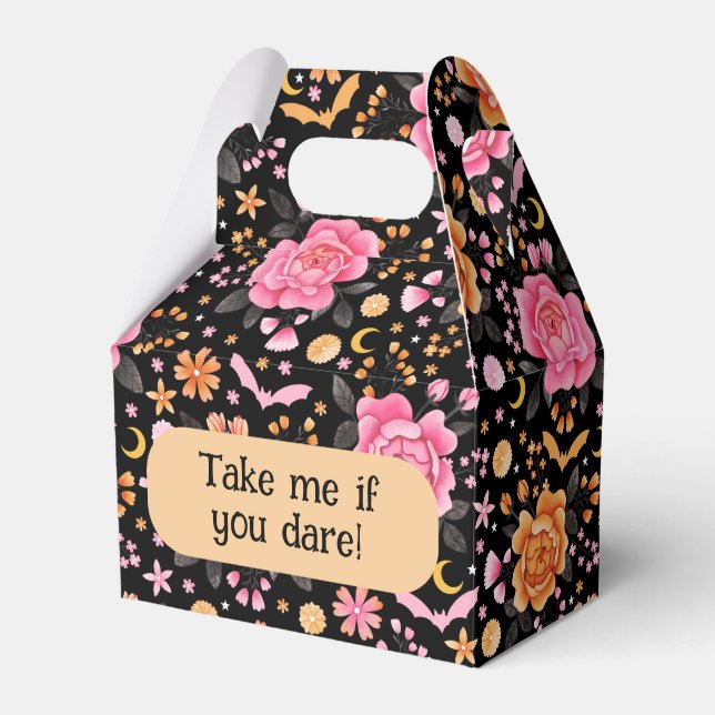 Cute Pastel Fladdermus Halloween och Blommigtar Presentaskar (Framsidan Sidan)