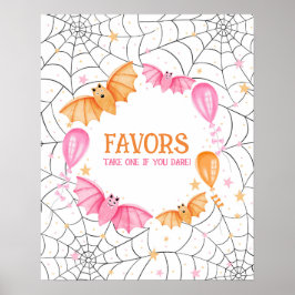 Cute Pastel Fladdermus och Spindelnät Halloween Poster