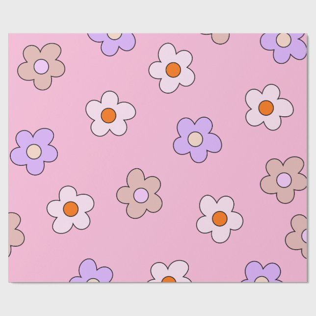 Cute Pastel Flower Wrapping Paper – Pink Floral  Presentpapper (Platt)