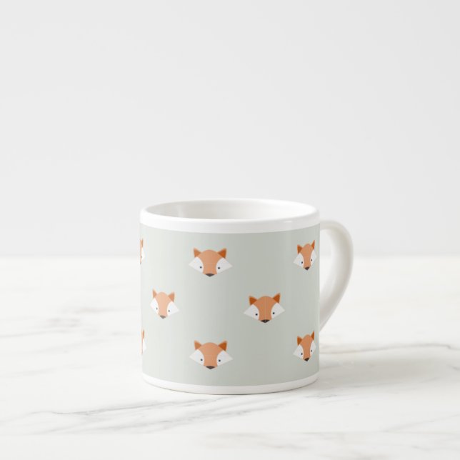 Cute Pastel Fox Ansikte Mönster Espressomugg (Framsida höger)