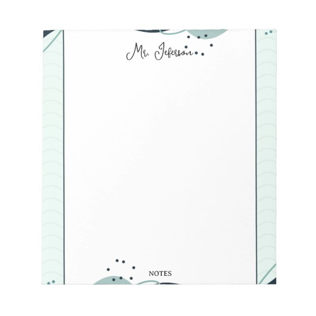 Cute Pastel Frame Teacher Notepad Anteckningsblock (Framsida)