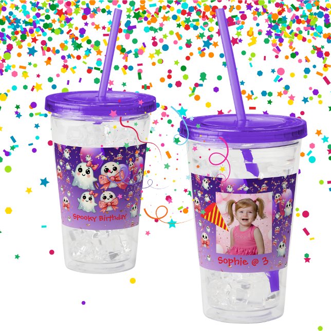 Cute Pastel Ghost Acrylic Tumbler Birthday Gift Take Away Mugg (Skapare uppladdad)