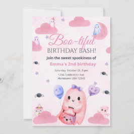 Cute Pastel Ghost Halloween Birthday-inbjudan Inbjudningar