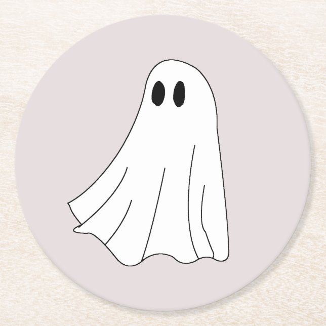 Cute Pastel Ghost Pattern Underlägg Papper Rund (Framsidan)